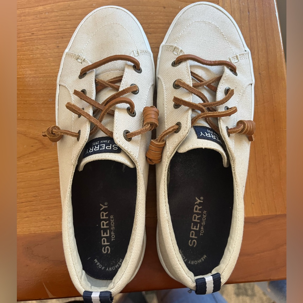 Sperry khaki canvas shoes